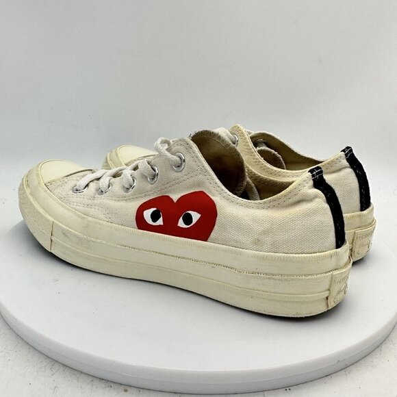 Converse Comme Des Garcons Hidden Heart White Canvas women Sneaker Shoes Size 6 - Picture 4 of 13